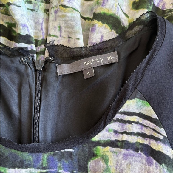 Matty M Silk Green/Black Abstract Dress | Size Small - Picture 8 of 9